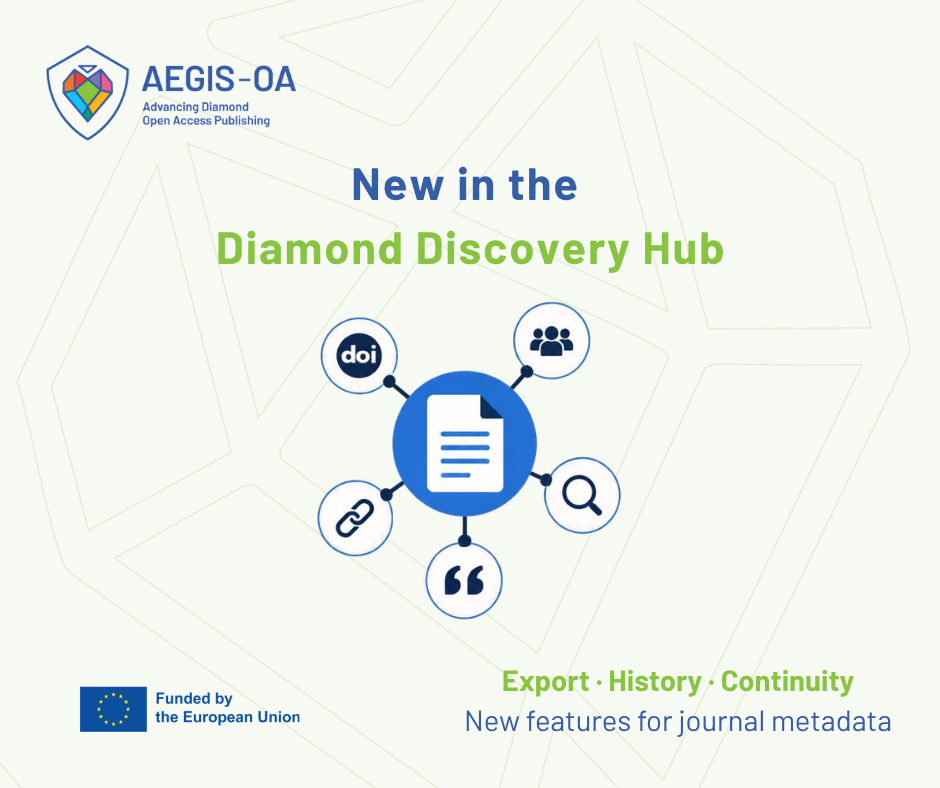 New features in the Diamond Discovery Hub: more ways to explore and manage journal metadata